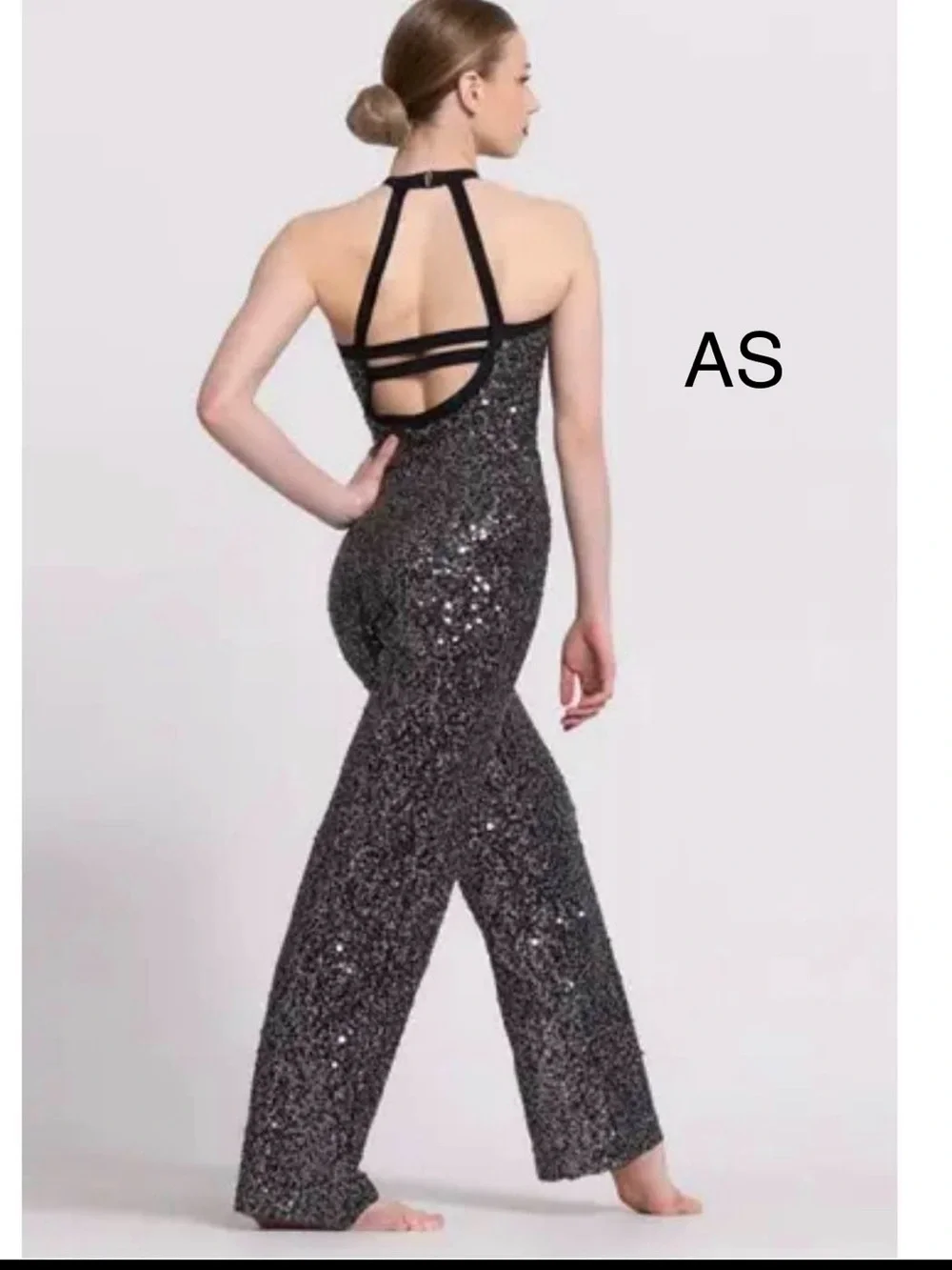 Weissman Sequin Halter Jumpsuit in Black AS. Worn once. Excellent condition